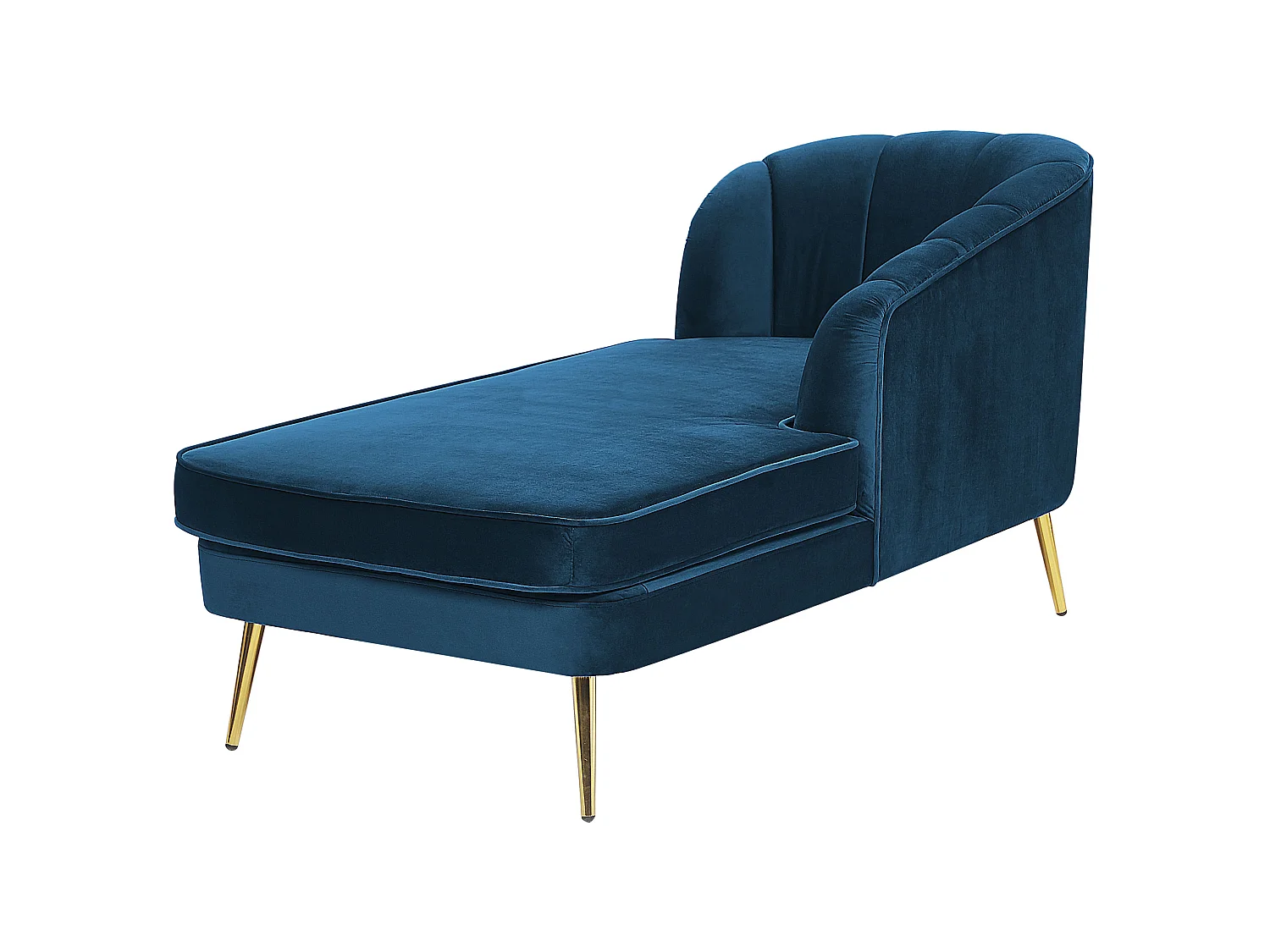 Linkszijdige chaise longue ALLIER Fluweel Marineblauw