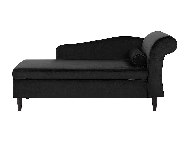 Chaise longue derecho LUIRO Terciopelo Negro con almacenaje