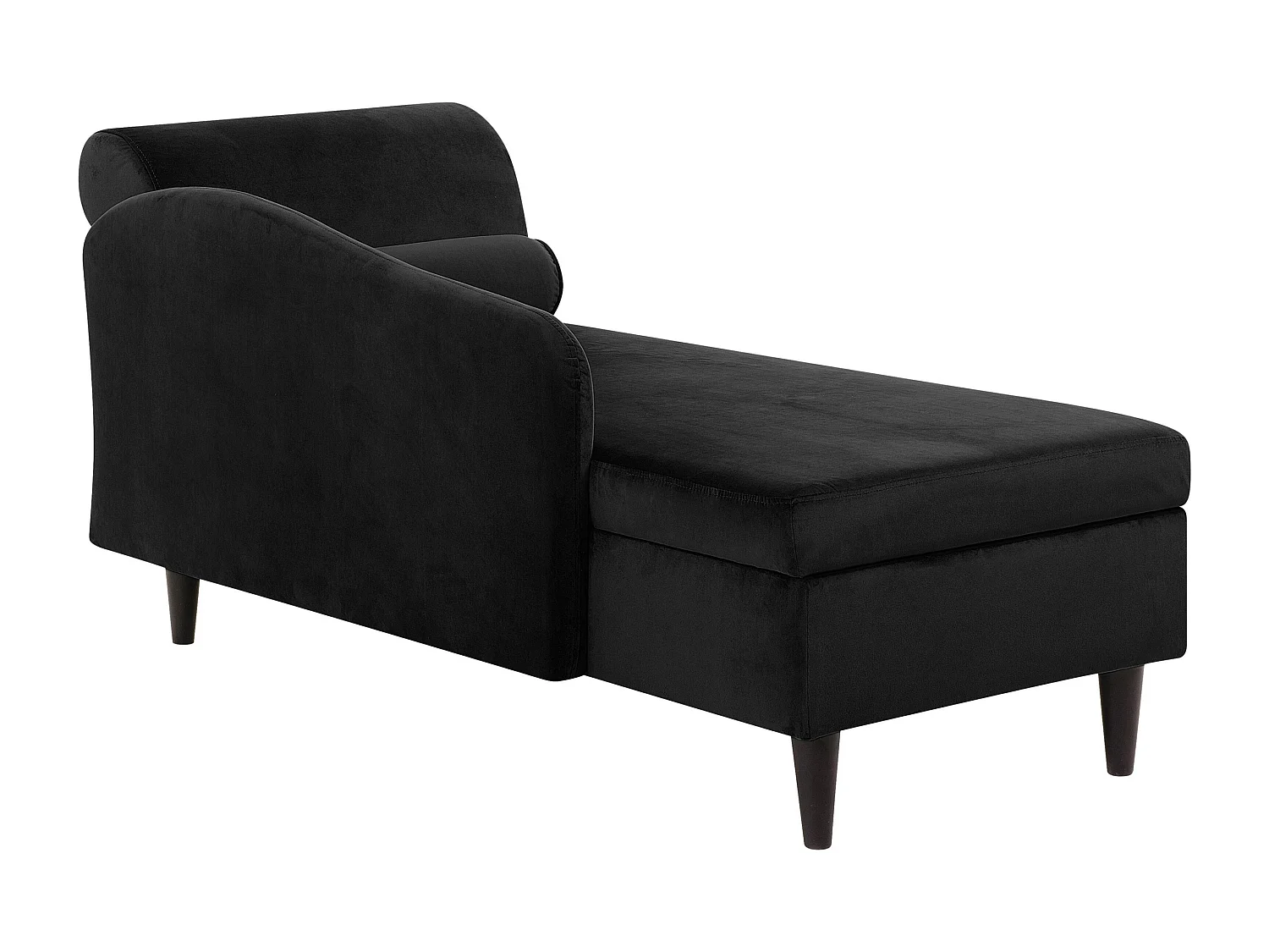 Chaise longue derecho LUIRO Terciopelo Negro con almacenaje