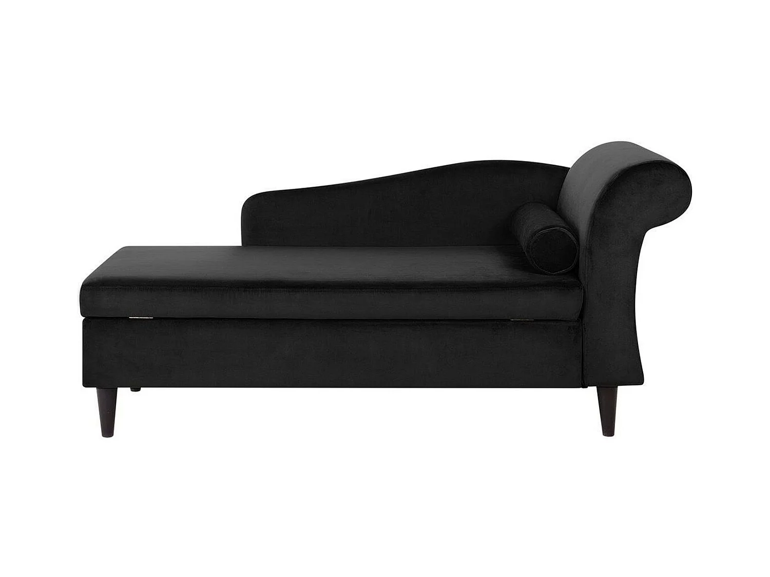 Chaise longue côté droit LUIRO Velours Noir avec rangement