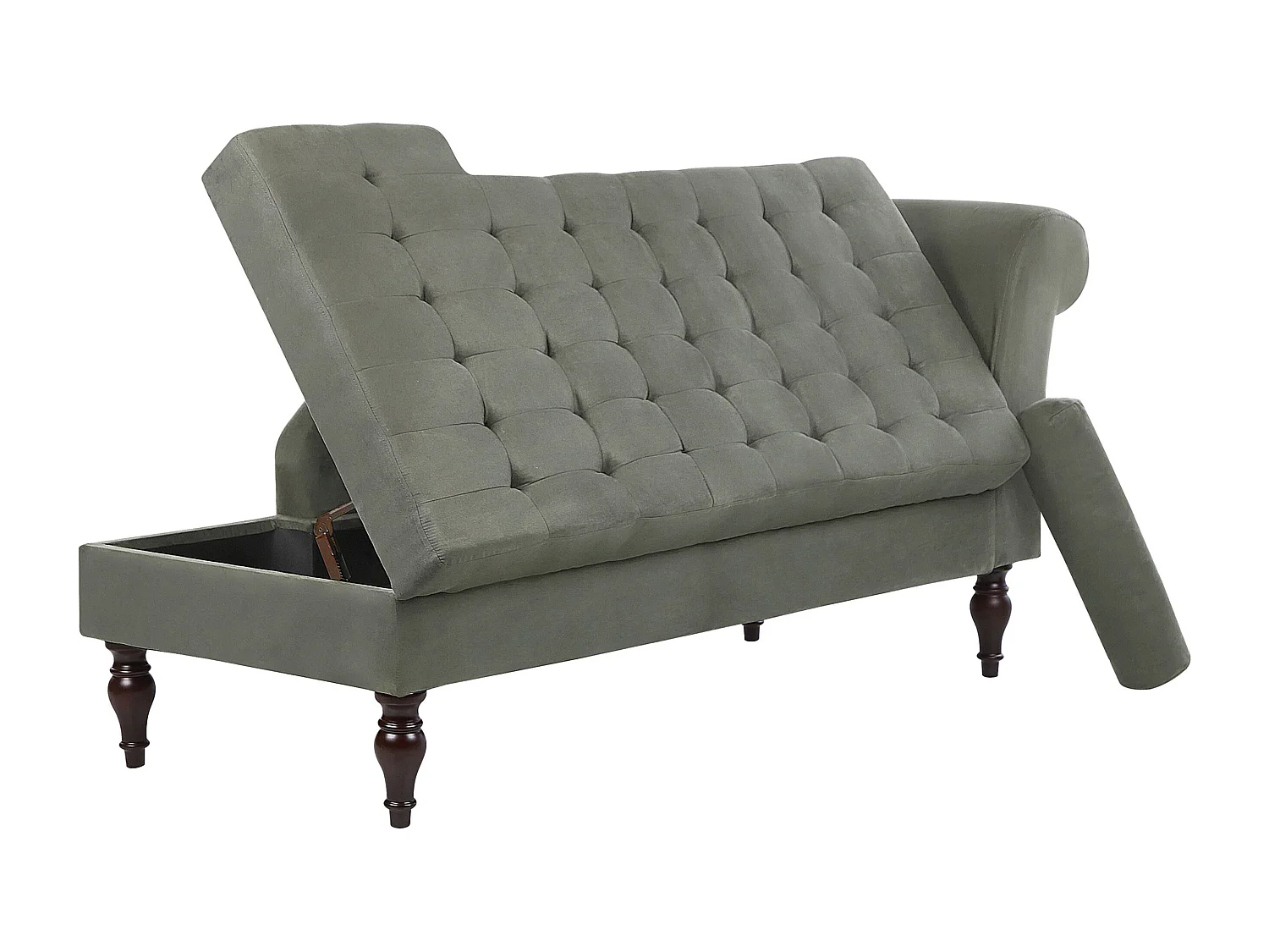 Rechtszijdige chaise longue PESSAC Stof Grijs met opbergruimte