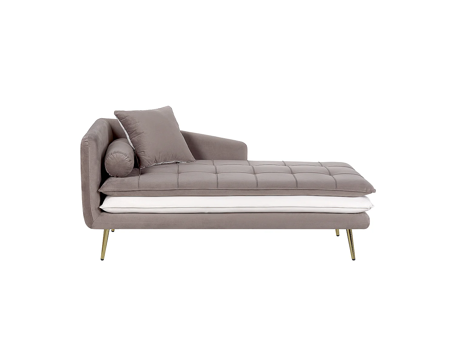 Chaise longue côté droite GONESSE Velours Marron clair