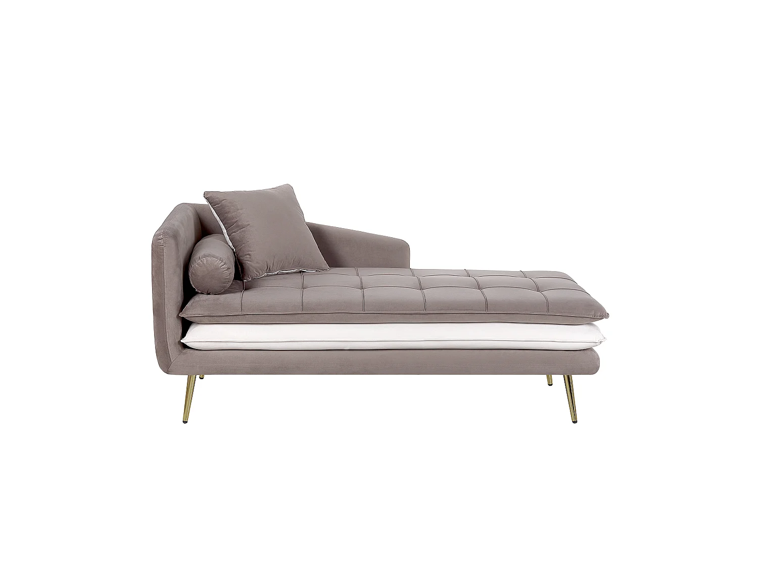 Linkszijdige chaise longue GONESSE Fluweel Lichtbruin