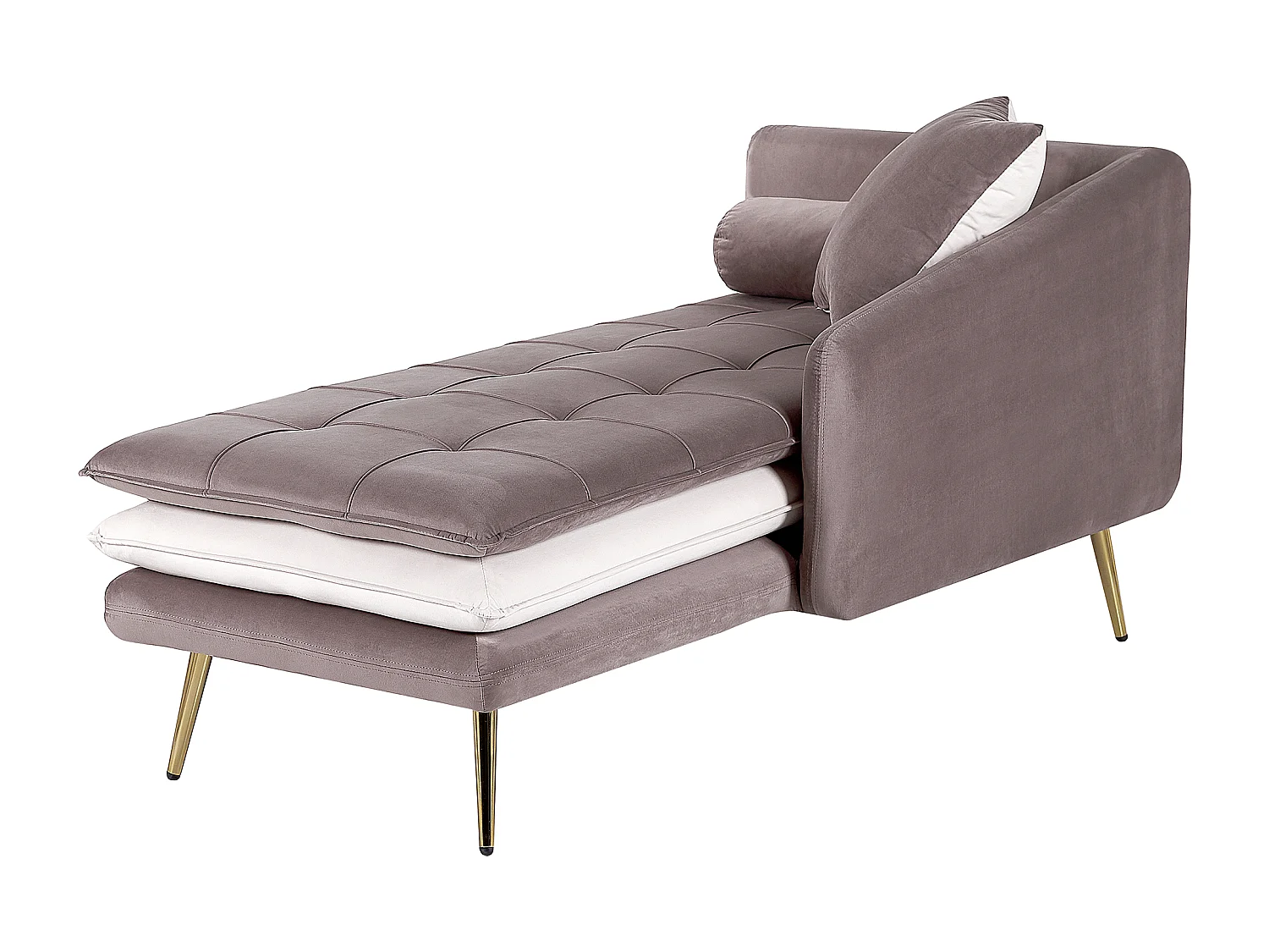 Linkszijdige chaise longue GONESSE Fluweel Lichtbruin