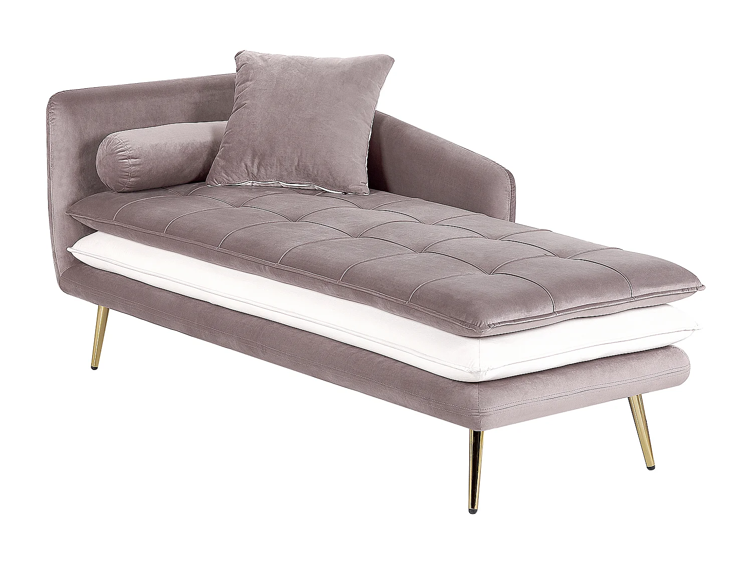 Linkszijdige chaise longue GONESSE Fluweel Lichtbruin