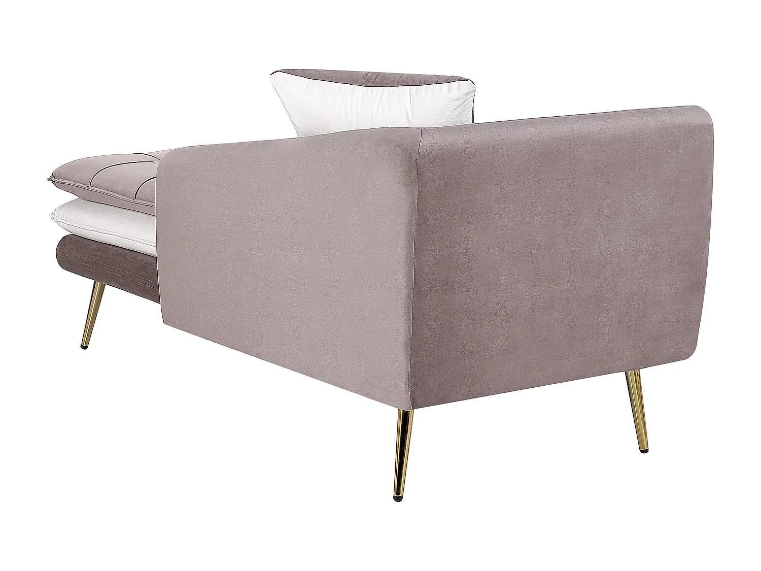 Linkszijdige chaise longue GONESSE Fluweel Lichtbruin