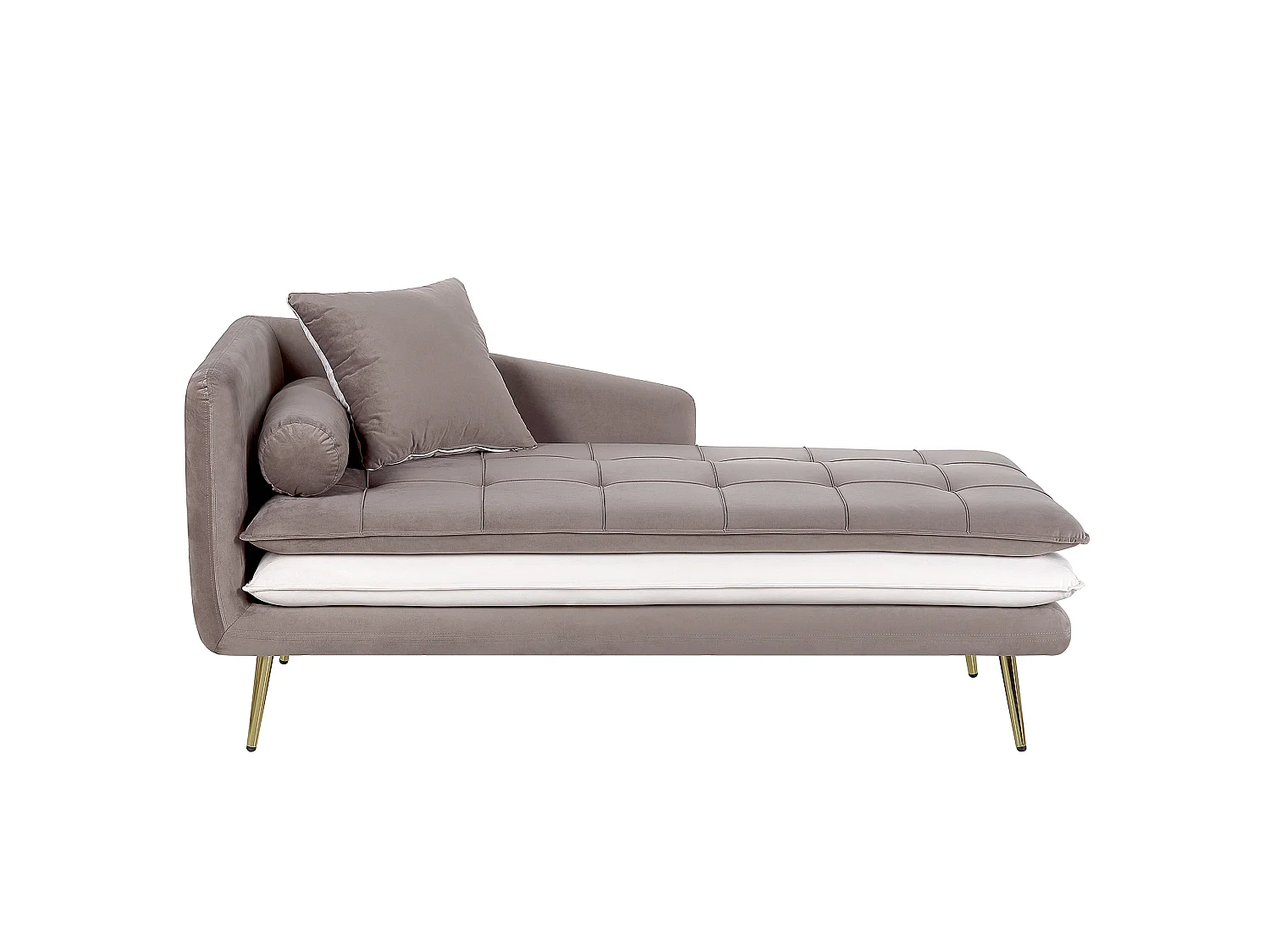 Linkszijdige chaise longue GONESSE Fluweel Lichtbruin