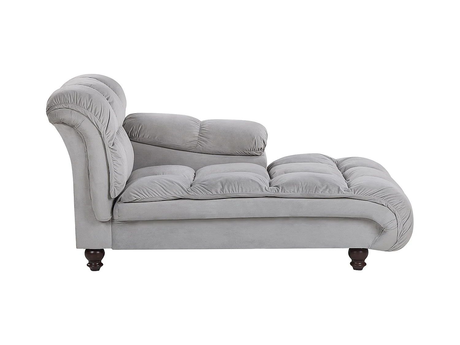 Chaise longue côté droite LORMONT Velours Gris clair