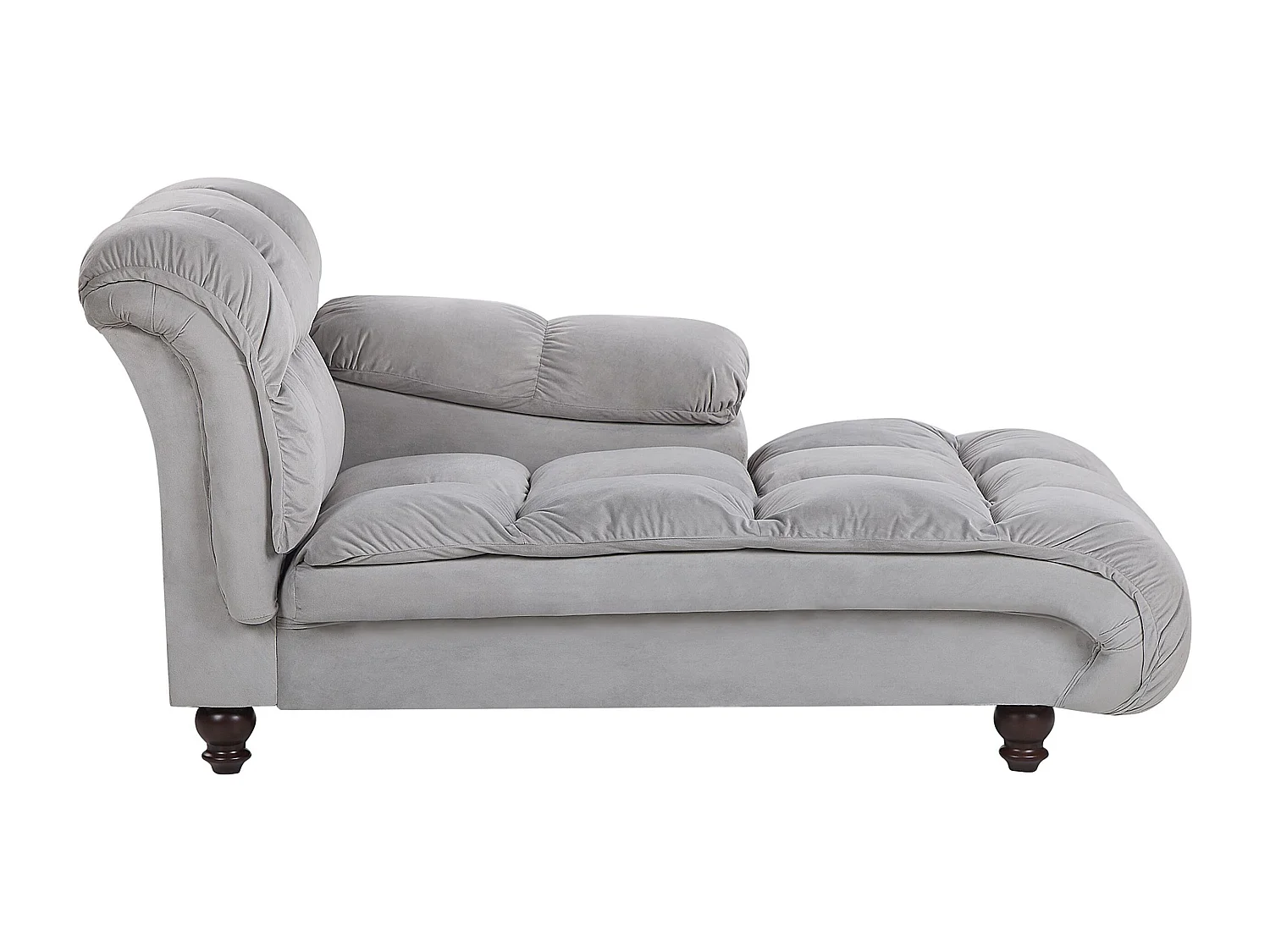 Linkszijdige chaise longue LORMONT Fluweel Lichtgrijs