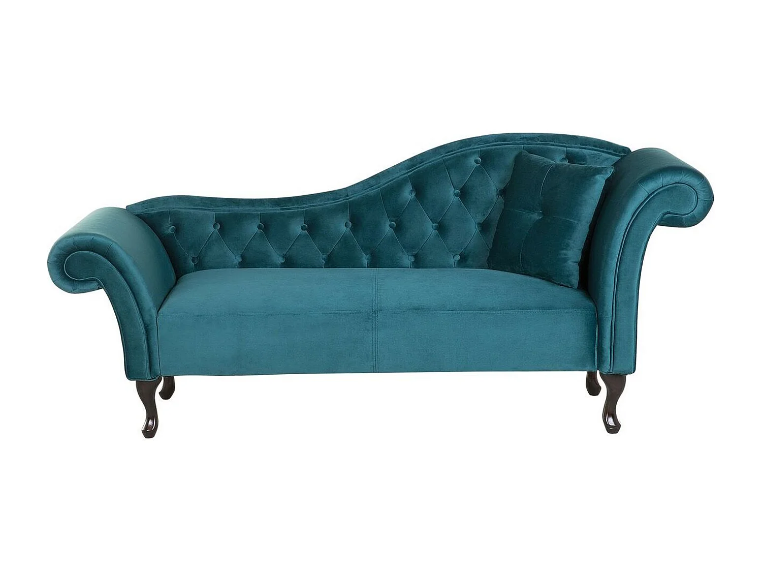Chaise longue derecho LATTES Terciopelo Verde azulado