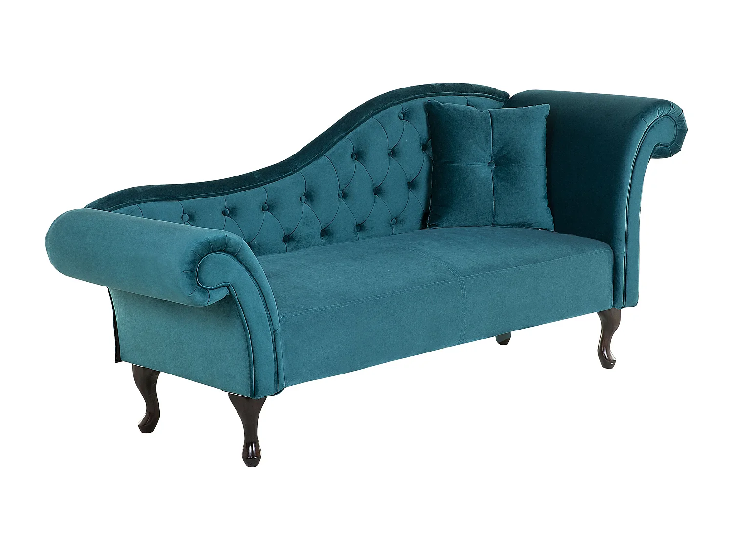 Rechtszijdige chaise longue LATTES Fluweel Blauwgroen