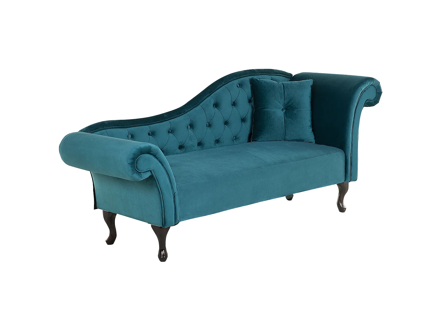Right-Hand Chaise Longue LATTES Velvet Teal