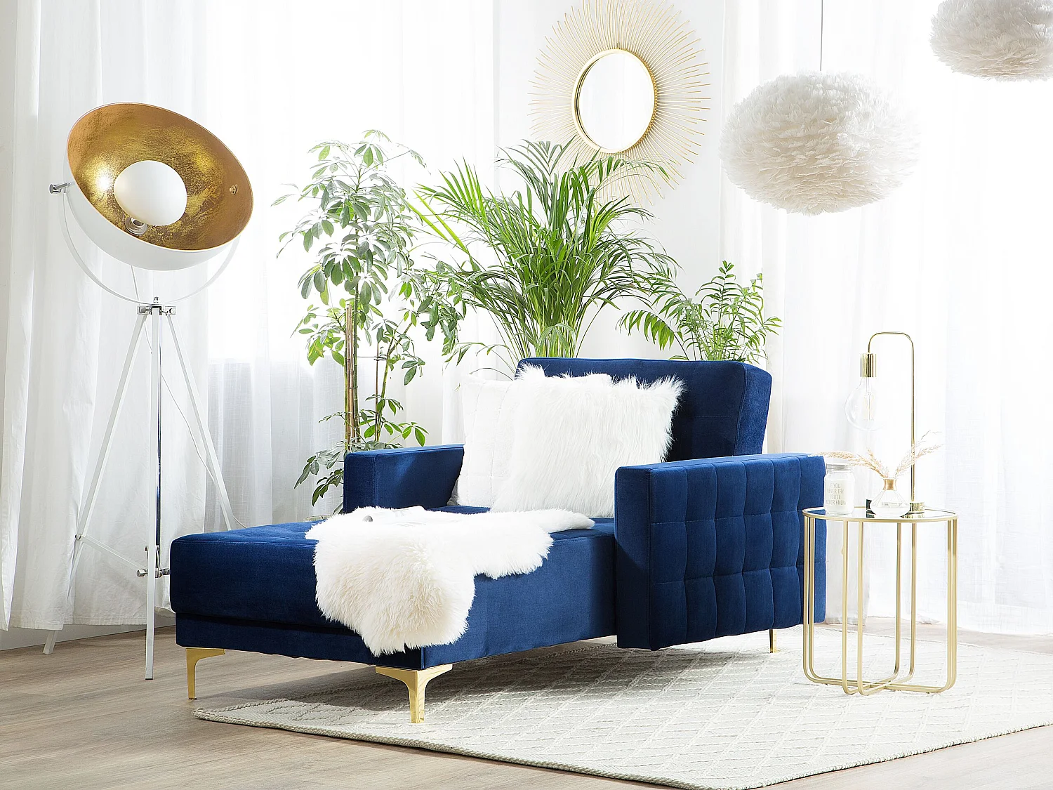 Chaise longue ABERDEEN Velluto Blu marino