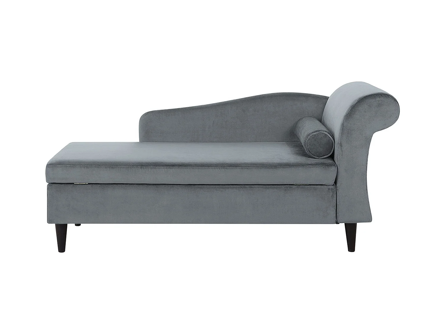 Chaise longue côté droit LUIRO Velours Gris clair avec rangement