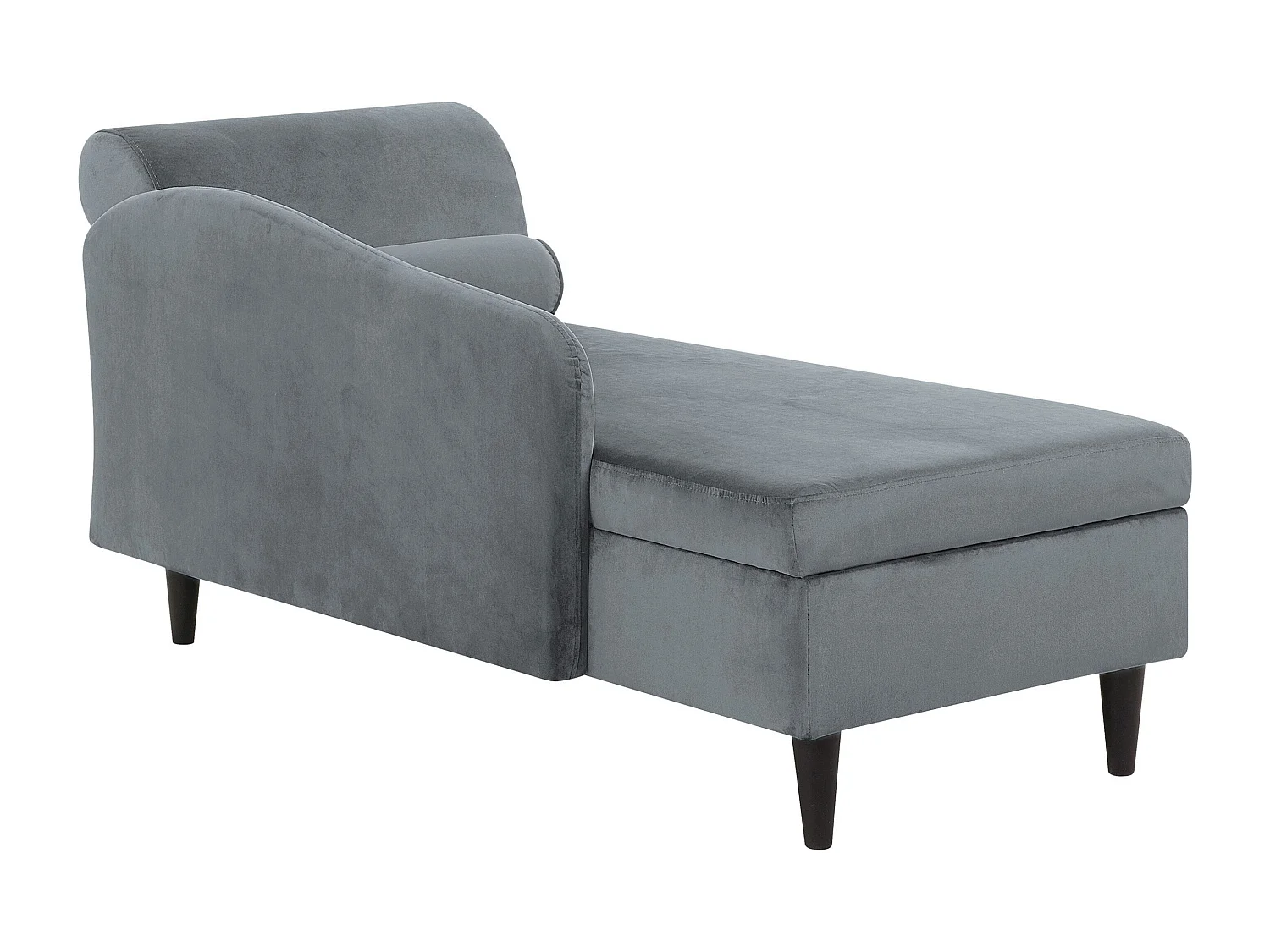 Chaise longue versione destra LUIRO Velluto Grigio chiaro con contenitore