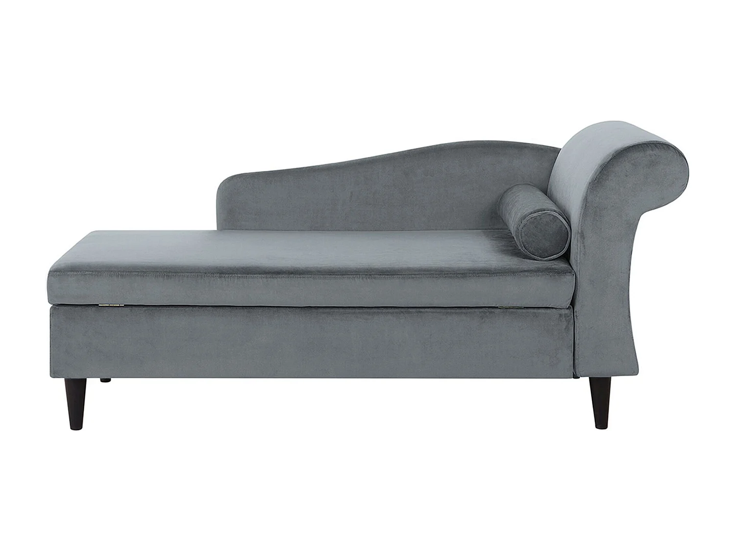 Rechtszijdige chaise longue LUIRO Fluweel Lichtgrijs met opbergruimte