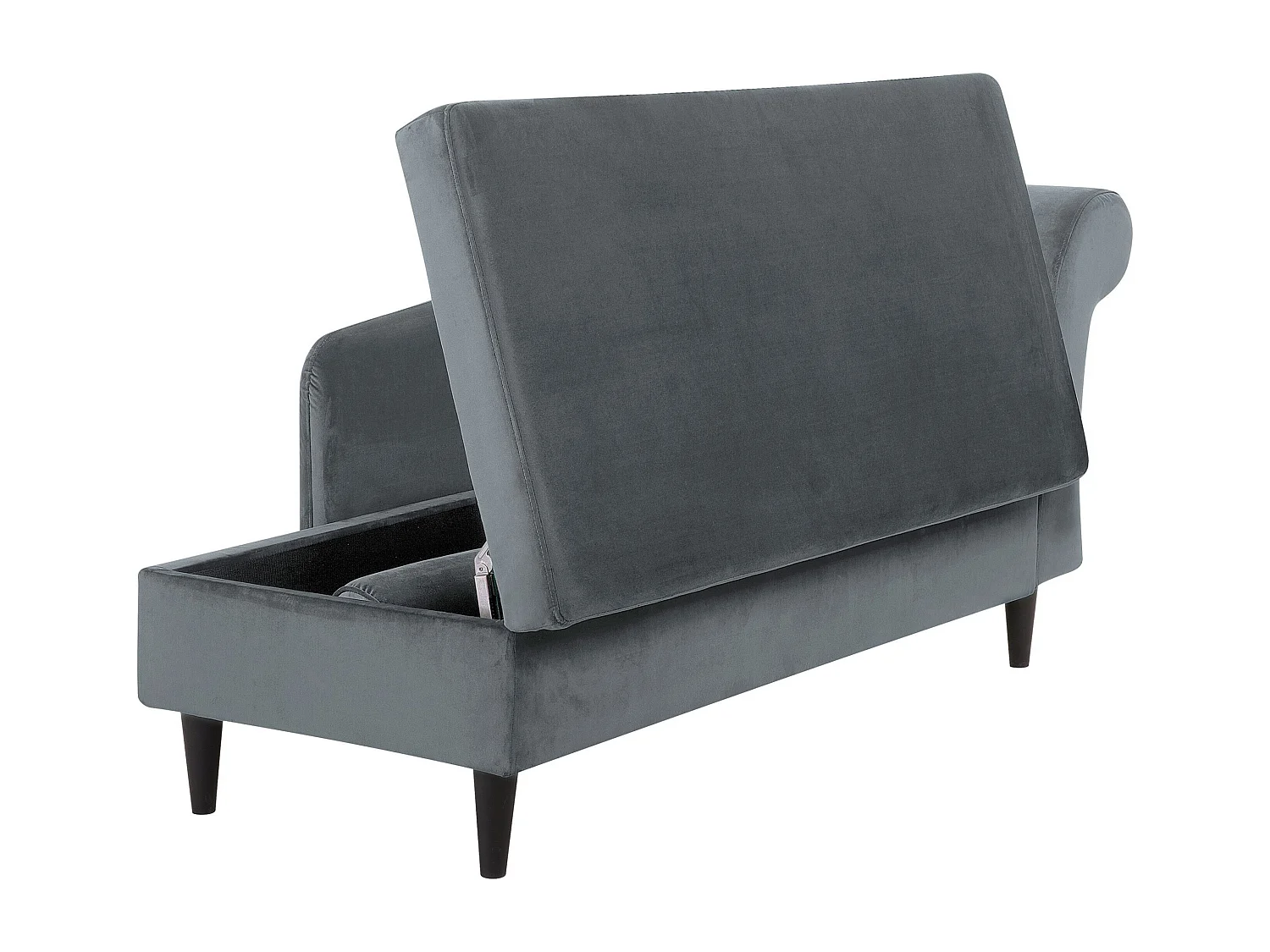 Rechtszijdige chaise longue LUIRO Fluweel Lichtgrijs met opbergruimte