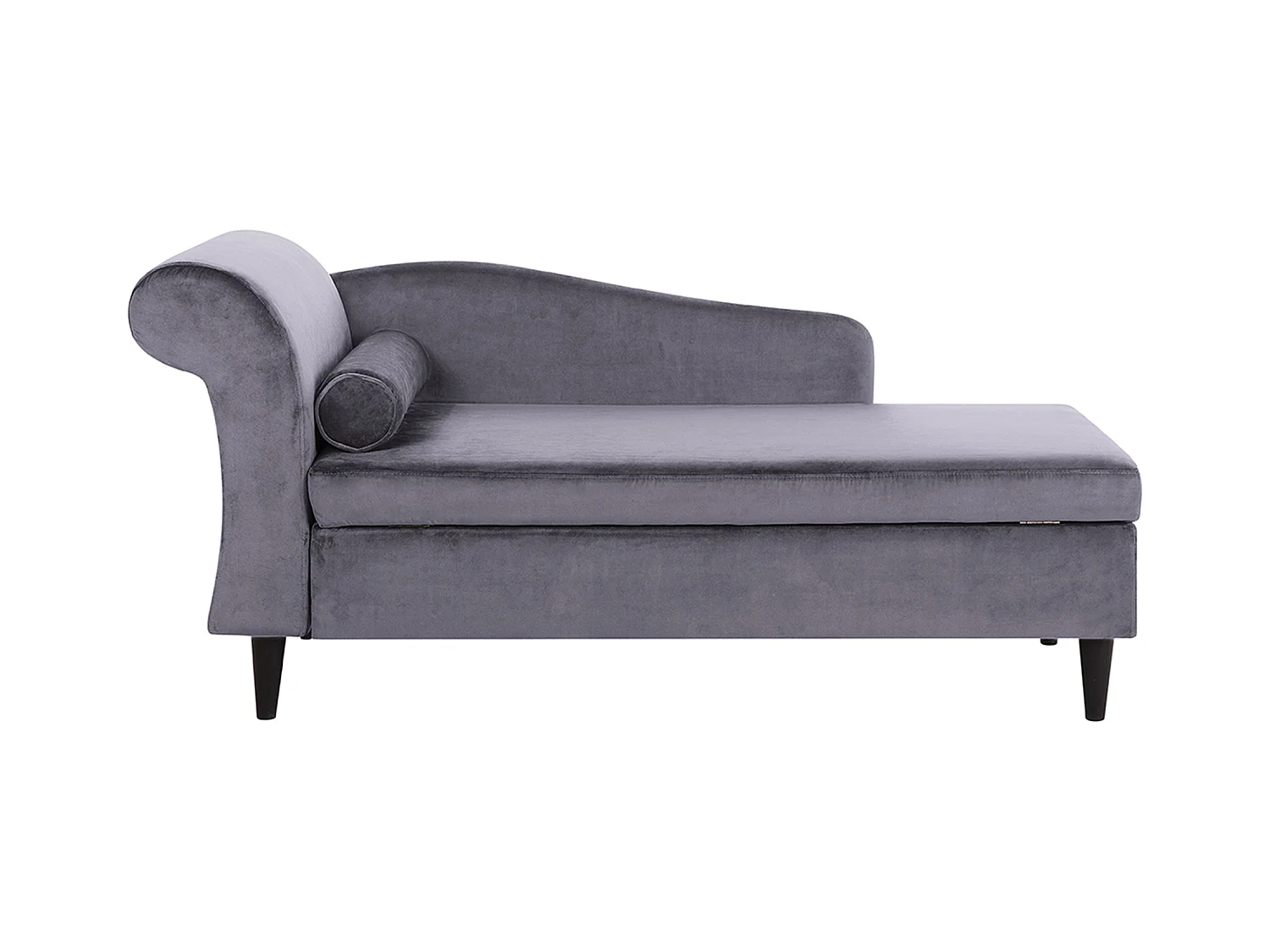 Chaise longue côté droite LUIRO Velours Gris foncé avec rangement