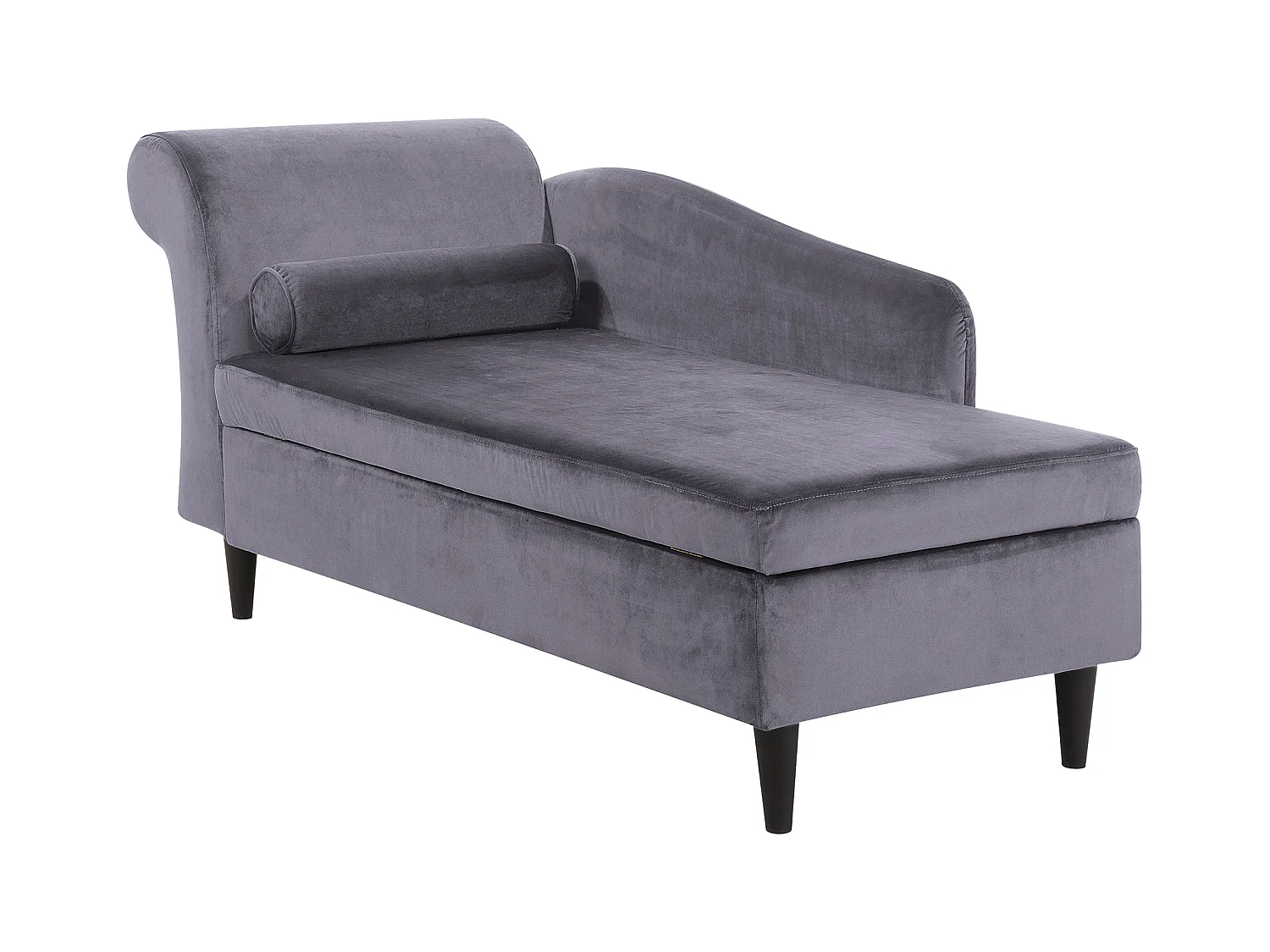 Chaise longue côté droite LUIRO Velours Gris foncé avec rangement