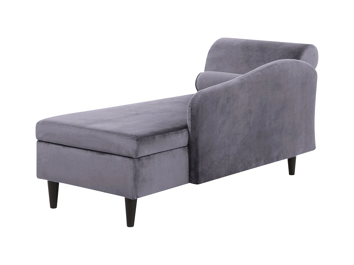 Chaise longue côté droite LUIRO Velours Gris foncé avec rangement