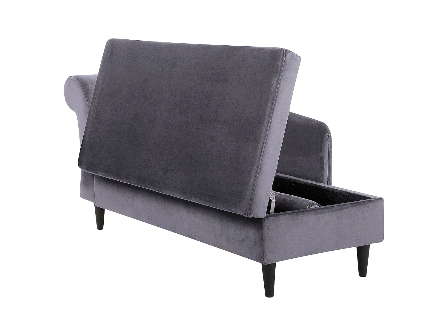 Chaise longue côté droite LUIRO Velours Gris foncé avec rangement