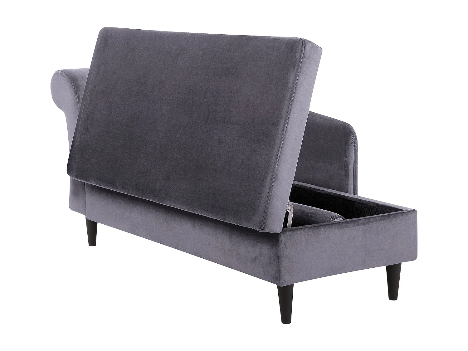 Chaise longue côté gauche LUIRO Velours Gris foncé avec rangement