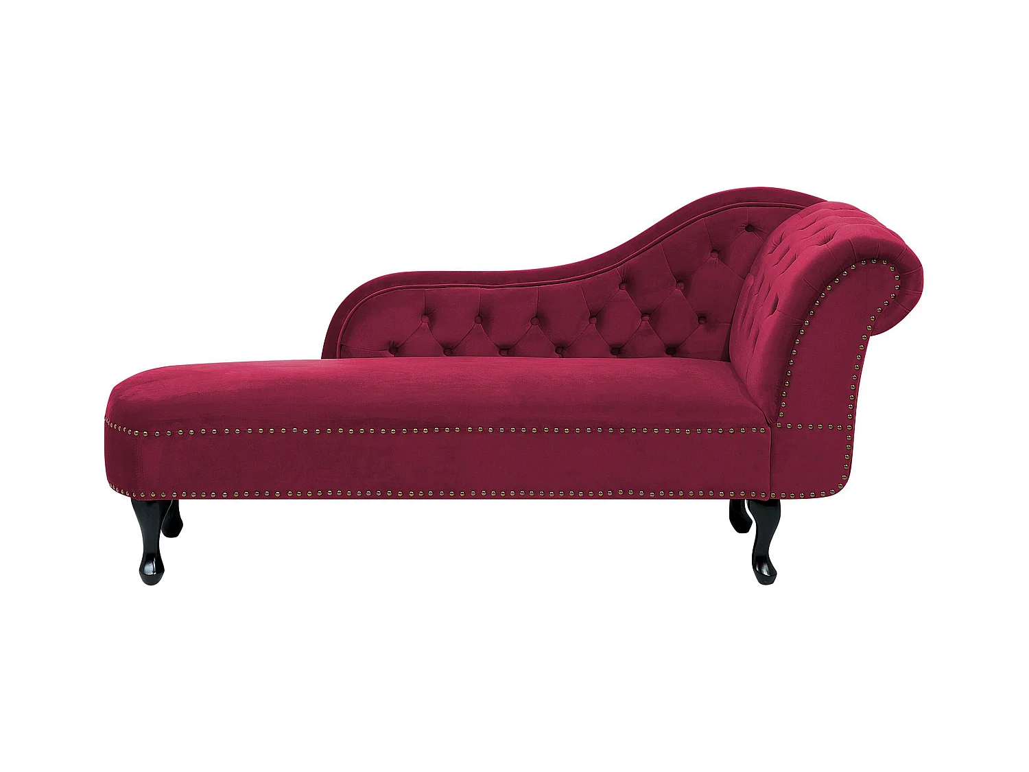 Chaise longue côté droit NIMES Velours Rouge foncé