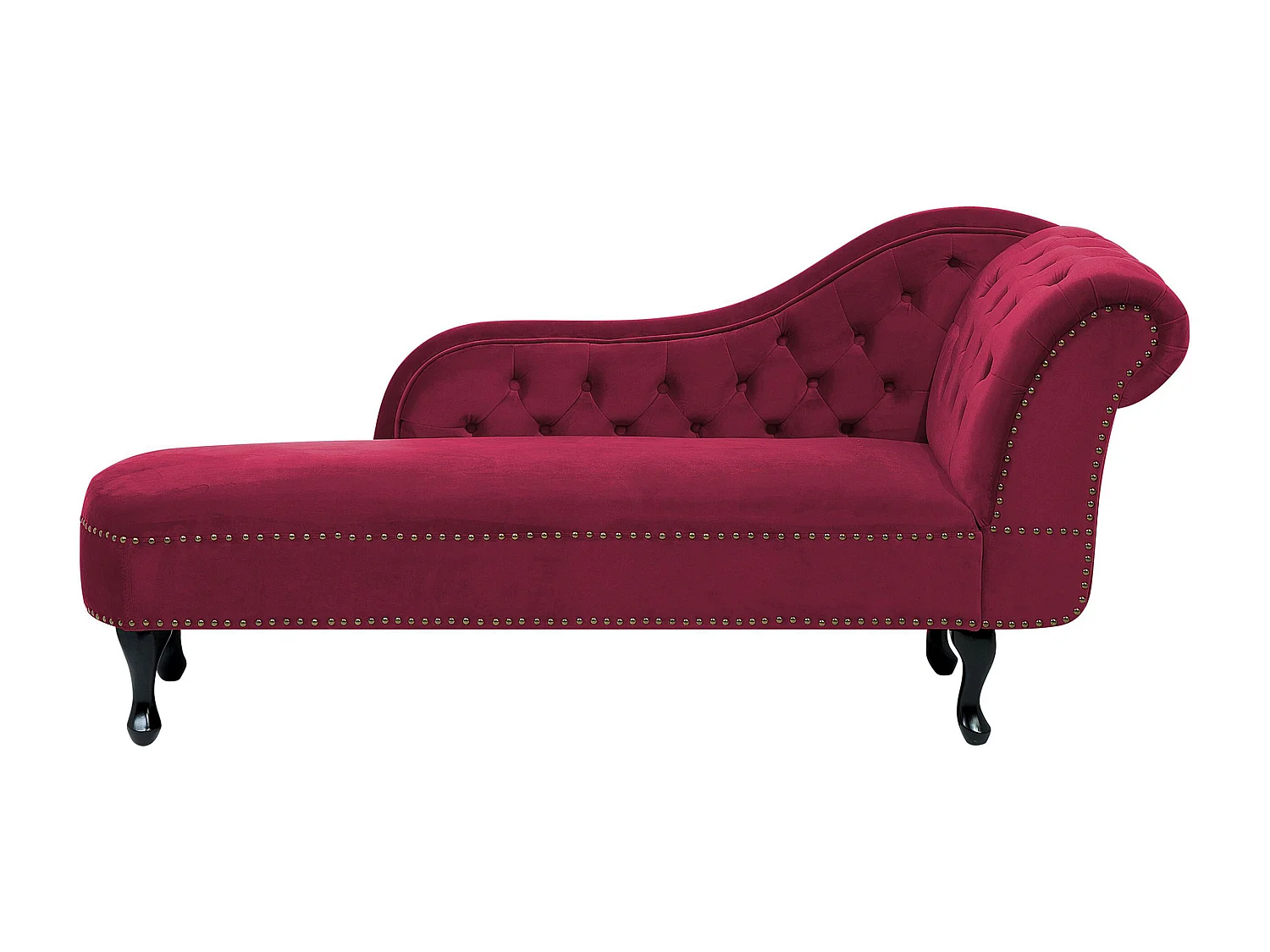 Rechtszijdige chaise longue NIMES Fluweel Donkerrood
