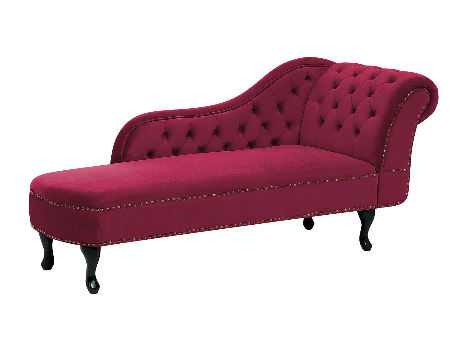 Rechtszijdige chaise longue NIMES Fluweel Donkerrood