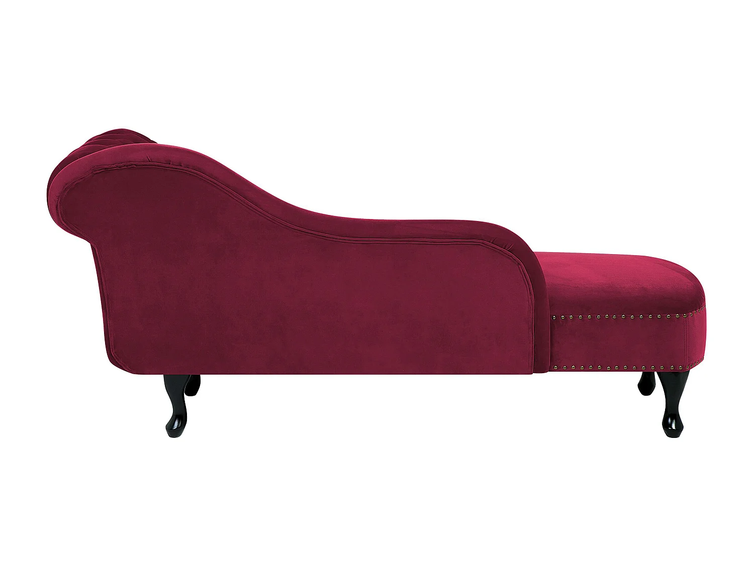 Rechtszijdige chaise longue NIMES Fluweel Donkerrood