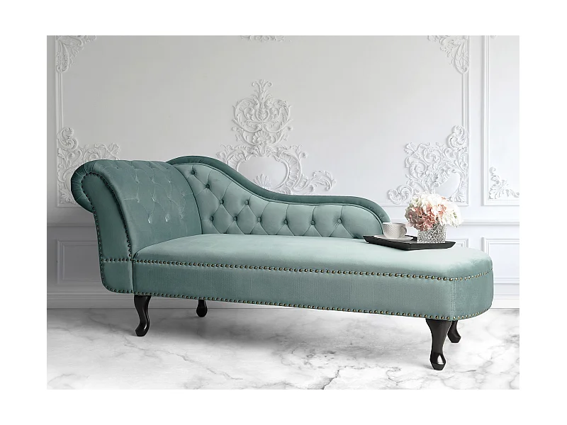 Szezlong lewostronny NIMES Welur Miętowy