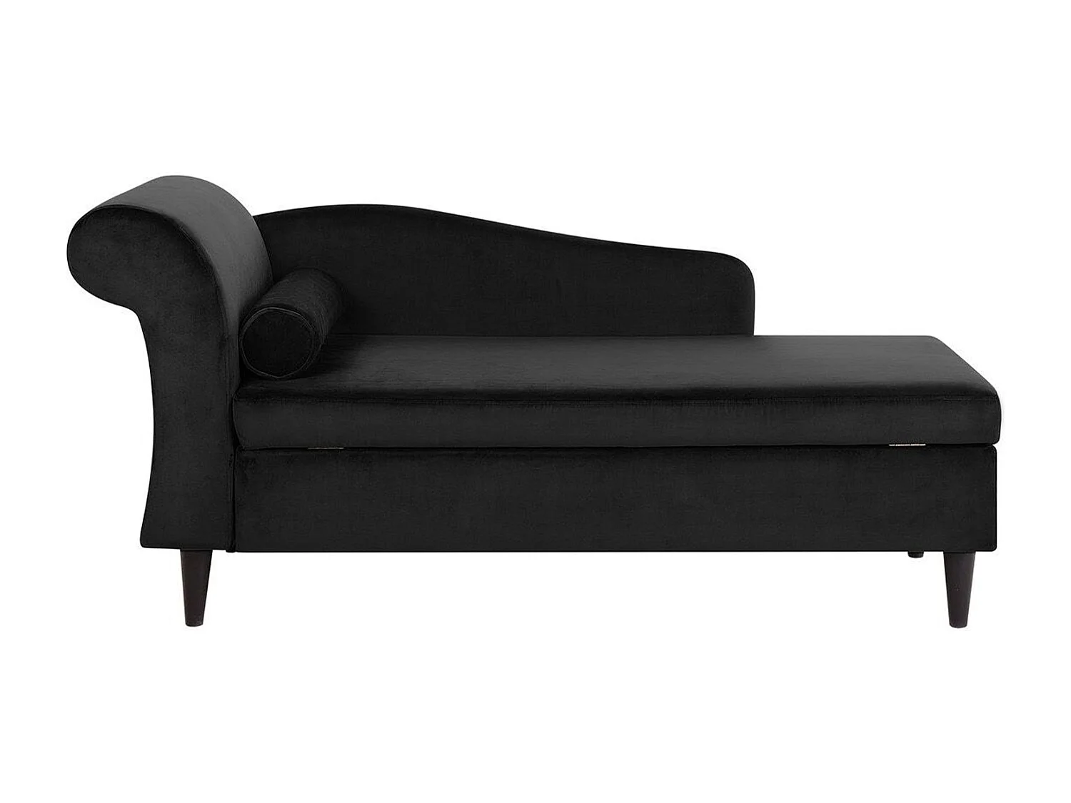 Chaise longue izquierdo LUIRO Terciopelo Negro con almacenaje
