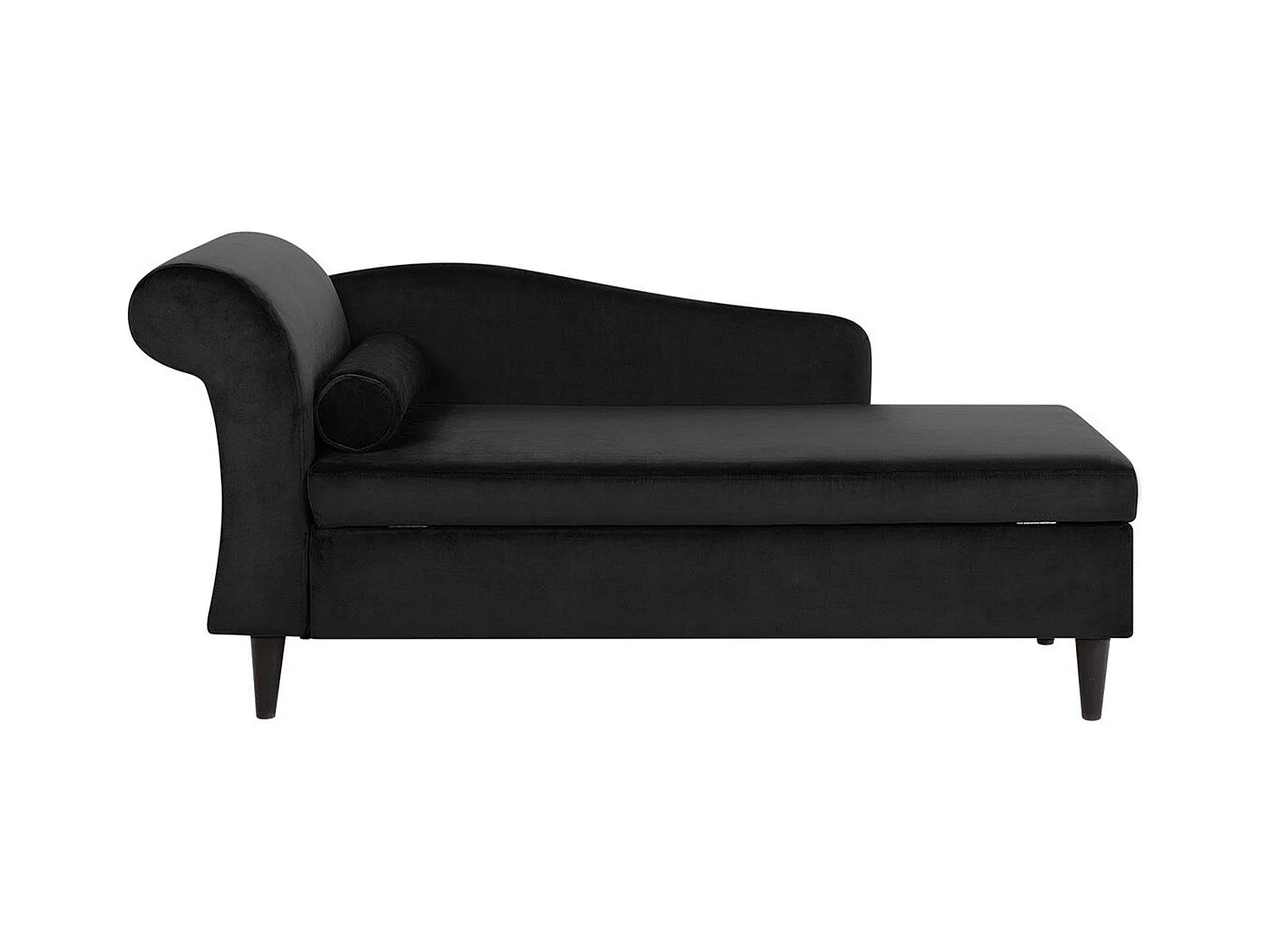 Chaise longue côté droite LUIRO Velours Noir avec rangement