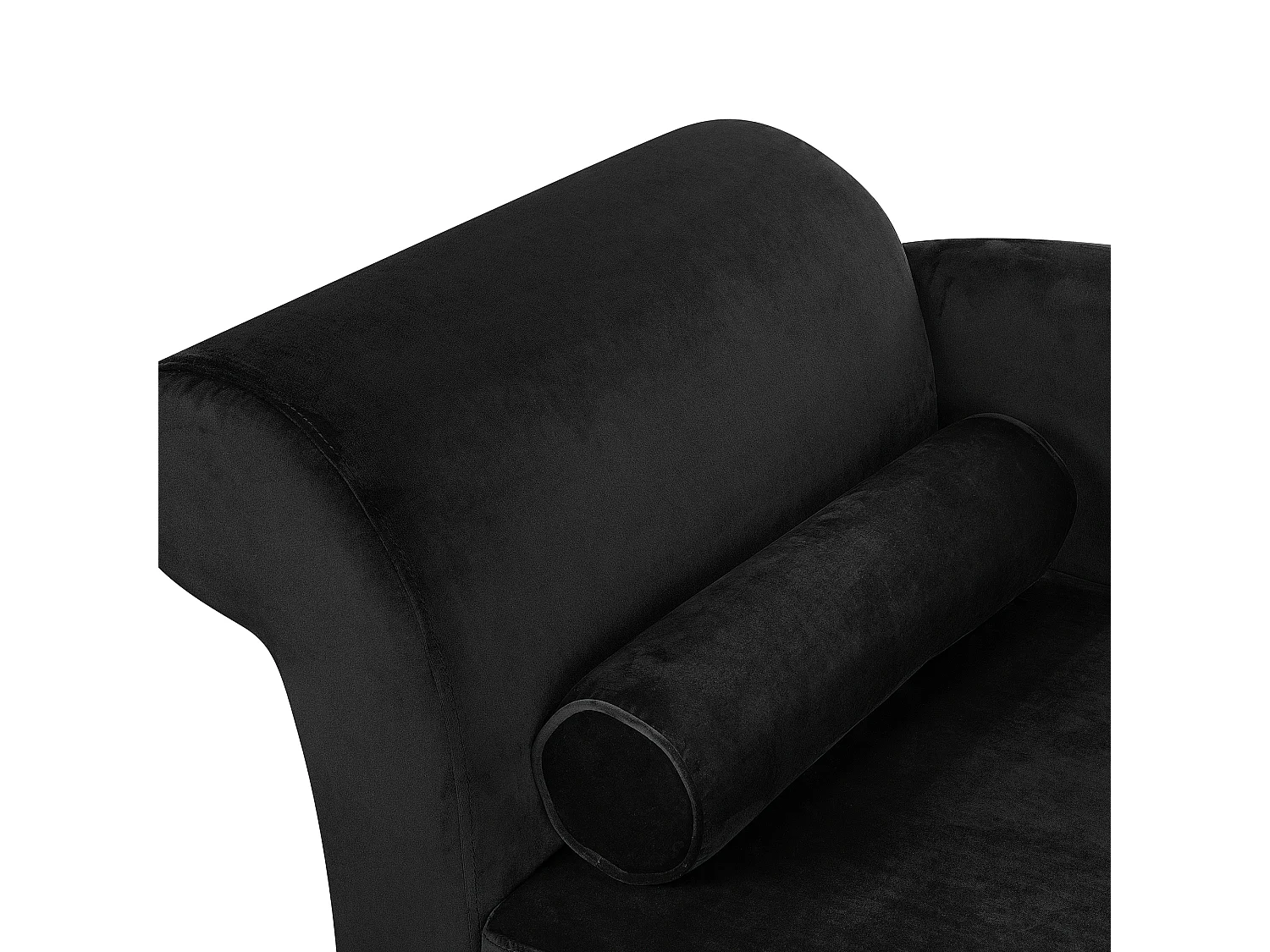 Chaise longue côté gauche LUIRO Velours Noir avec rangement