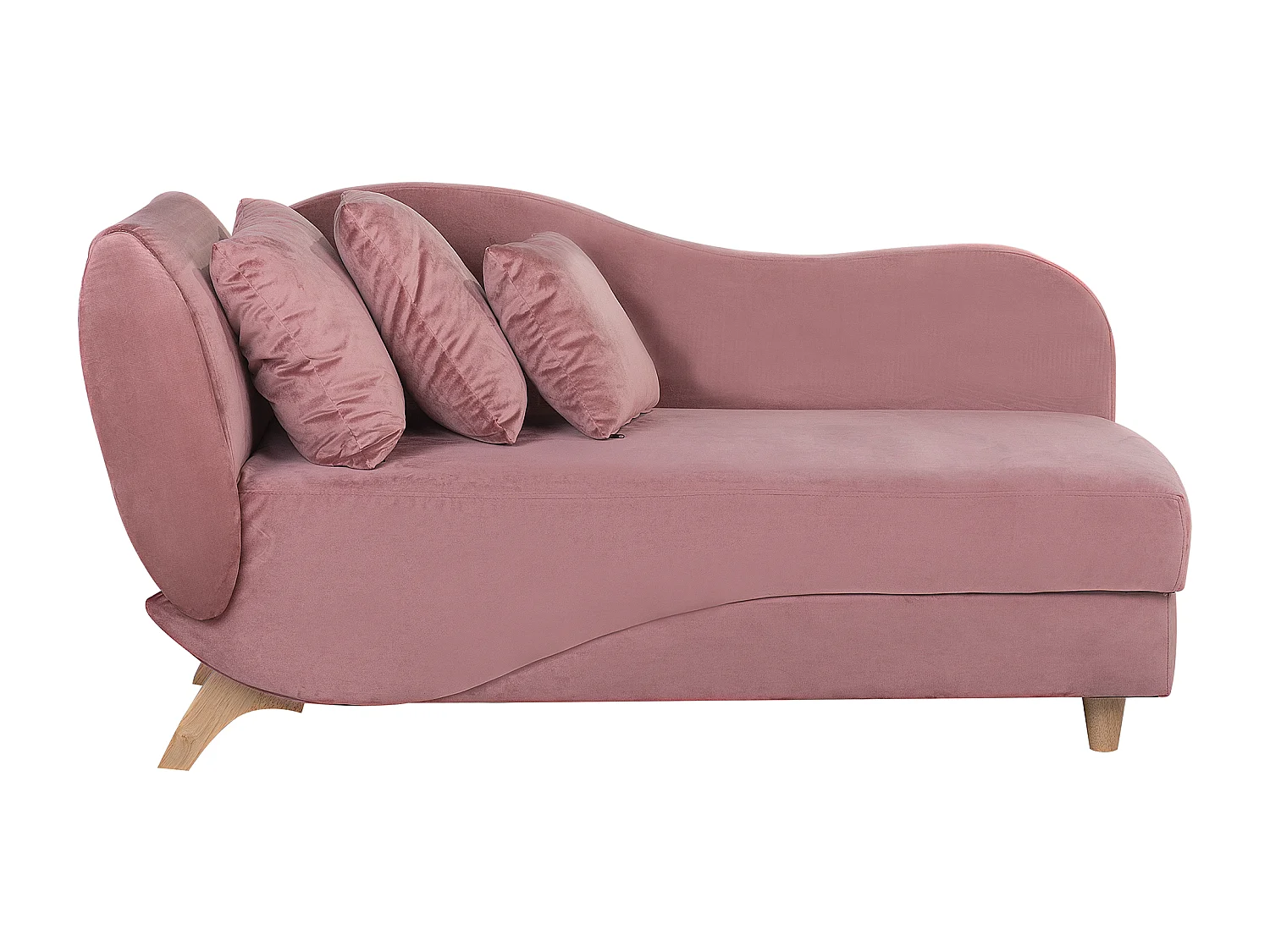 Chaise longue velluto rosa con contenitore lato sinistro MERI
