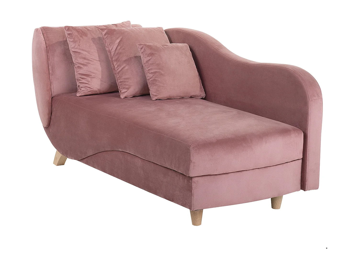 Chaise longue velluto rosa con contenitore lato sinistro MERI
