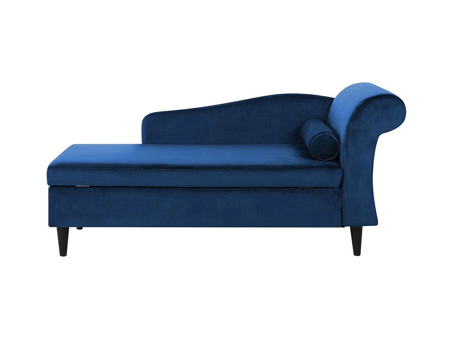 Chaise longue côté droit LUIRO Velours Bleu marine avec rangement