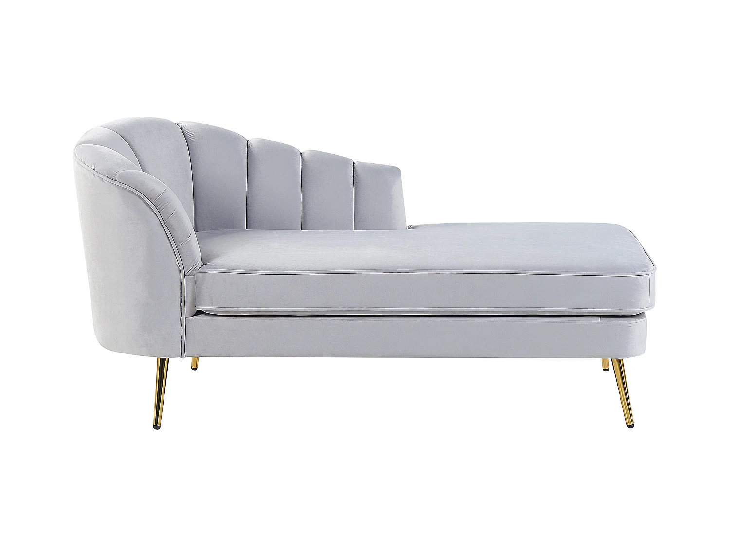 Chaise longue côté droite ALLIER Velours Gris clair