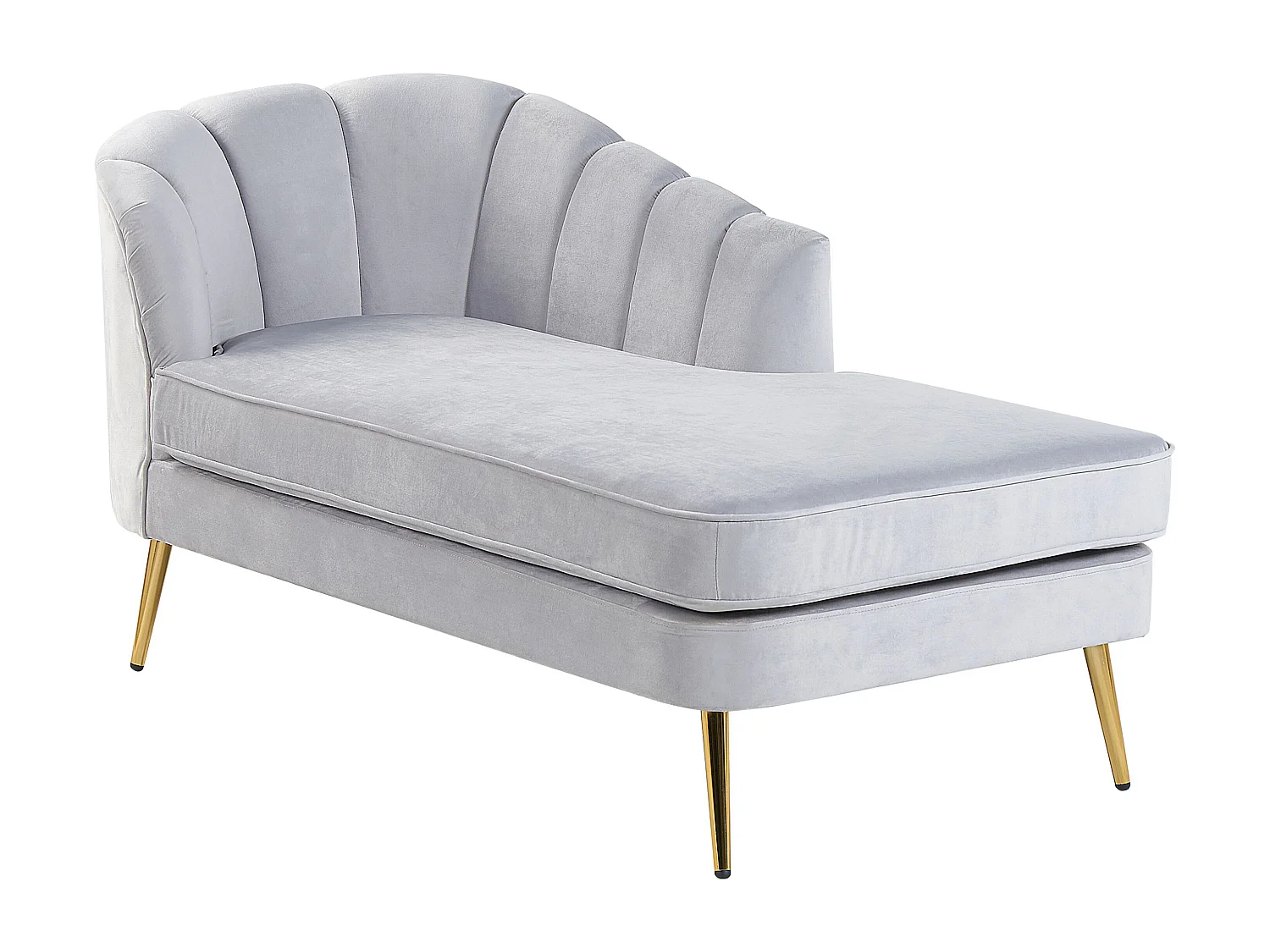 Chaise longue côté droite ALLIER Velours Gris clair