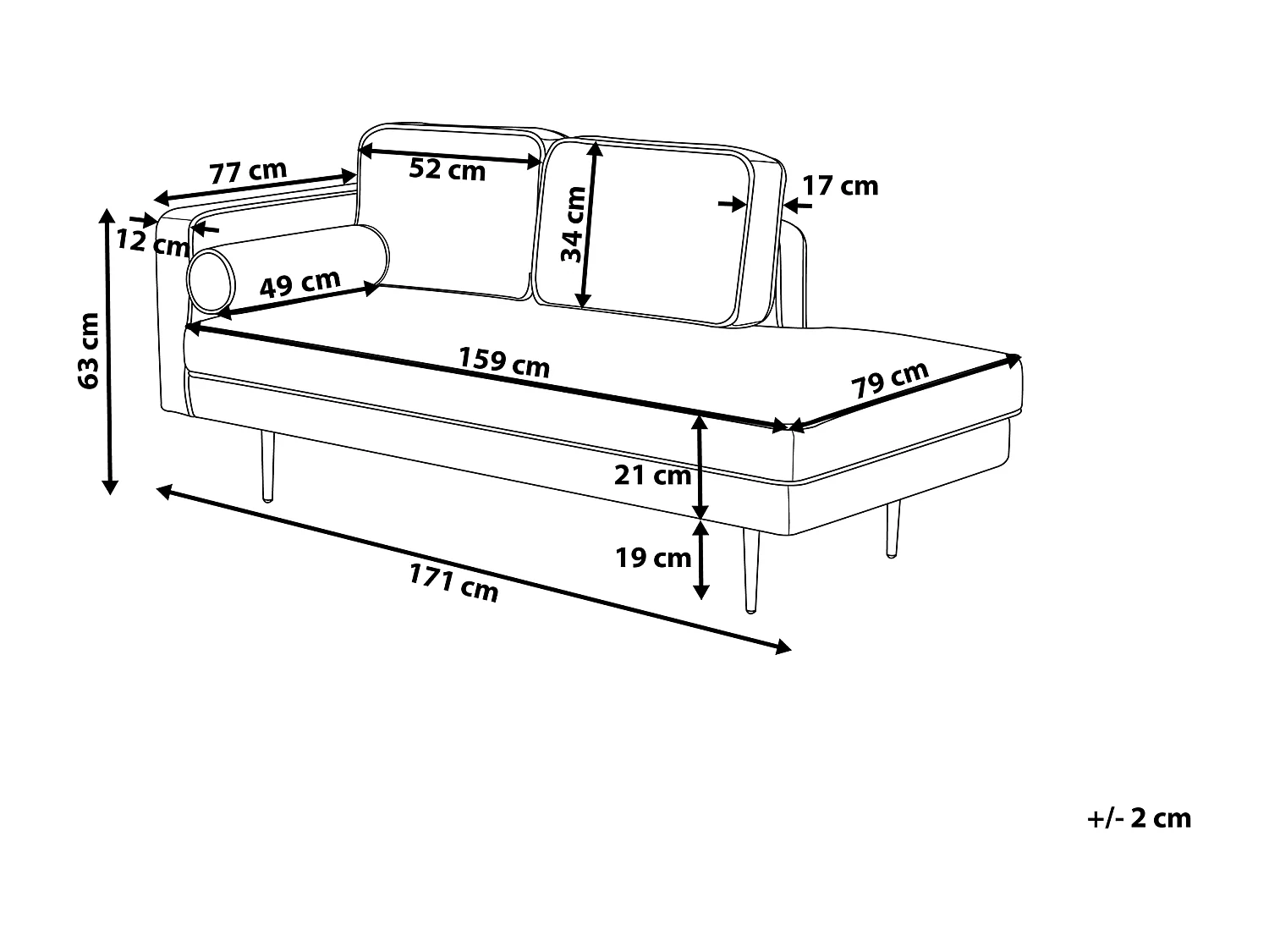 Chaise longue izquierdo MIRAMAS Terciopelo Negro