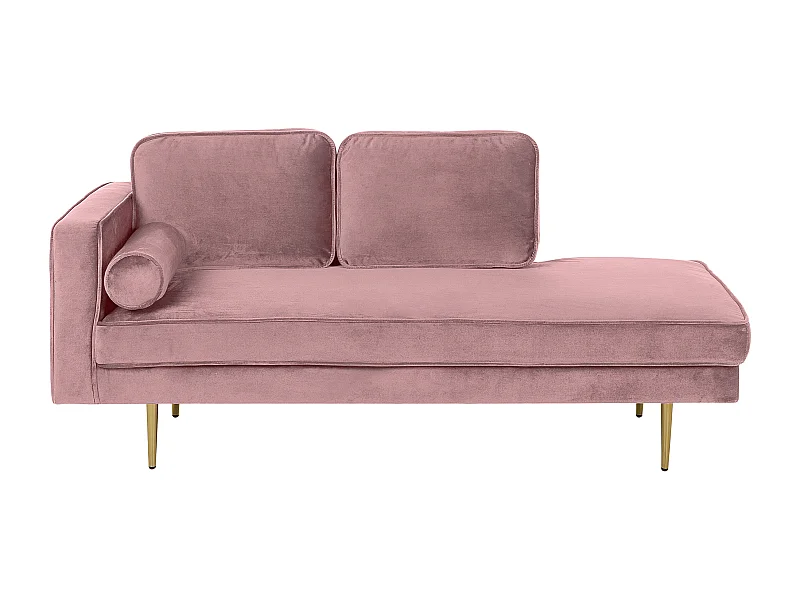 Chaise longue côté droite MIRAMAS Velours Rose