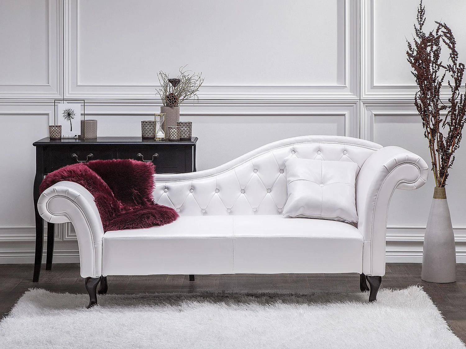 Chaise longue côté droit LATTES Cuir PU Blanc