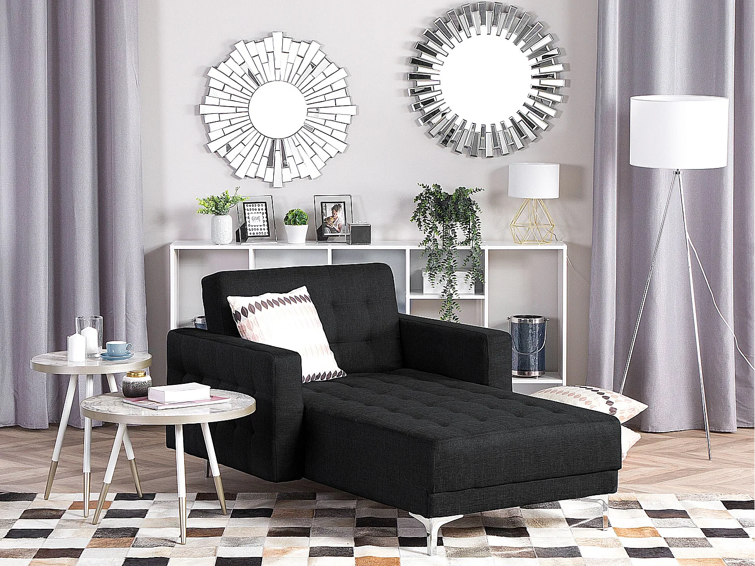 Chaise longue ABERDEEN Stof Grafietgrijs