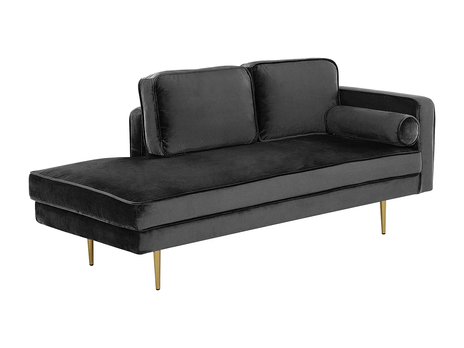 Chaise longue à direita MIRAMAS Veludo Preto