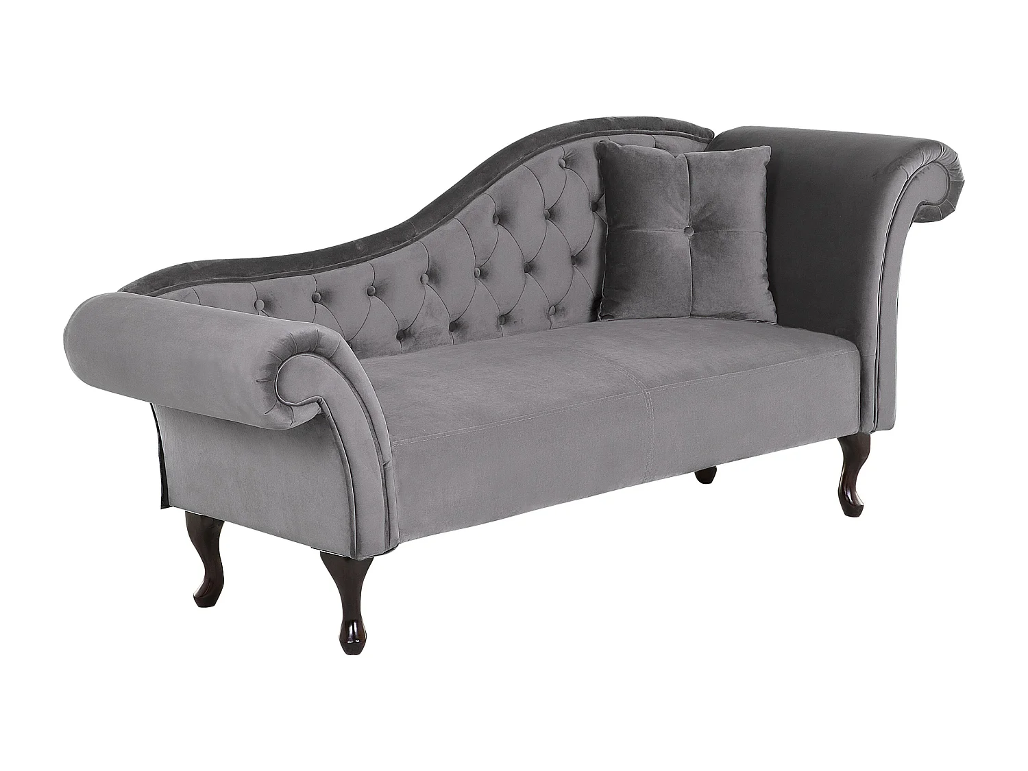 Chaise longue côté droit LATTES Velours Gris