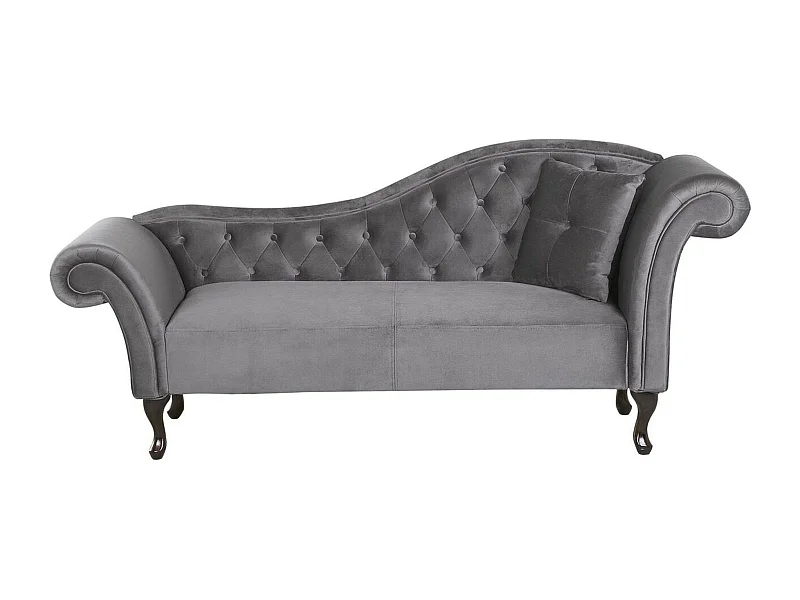 Chaise longue côté droit LATTES Velours Gris