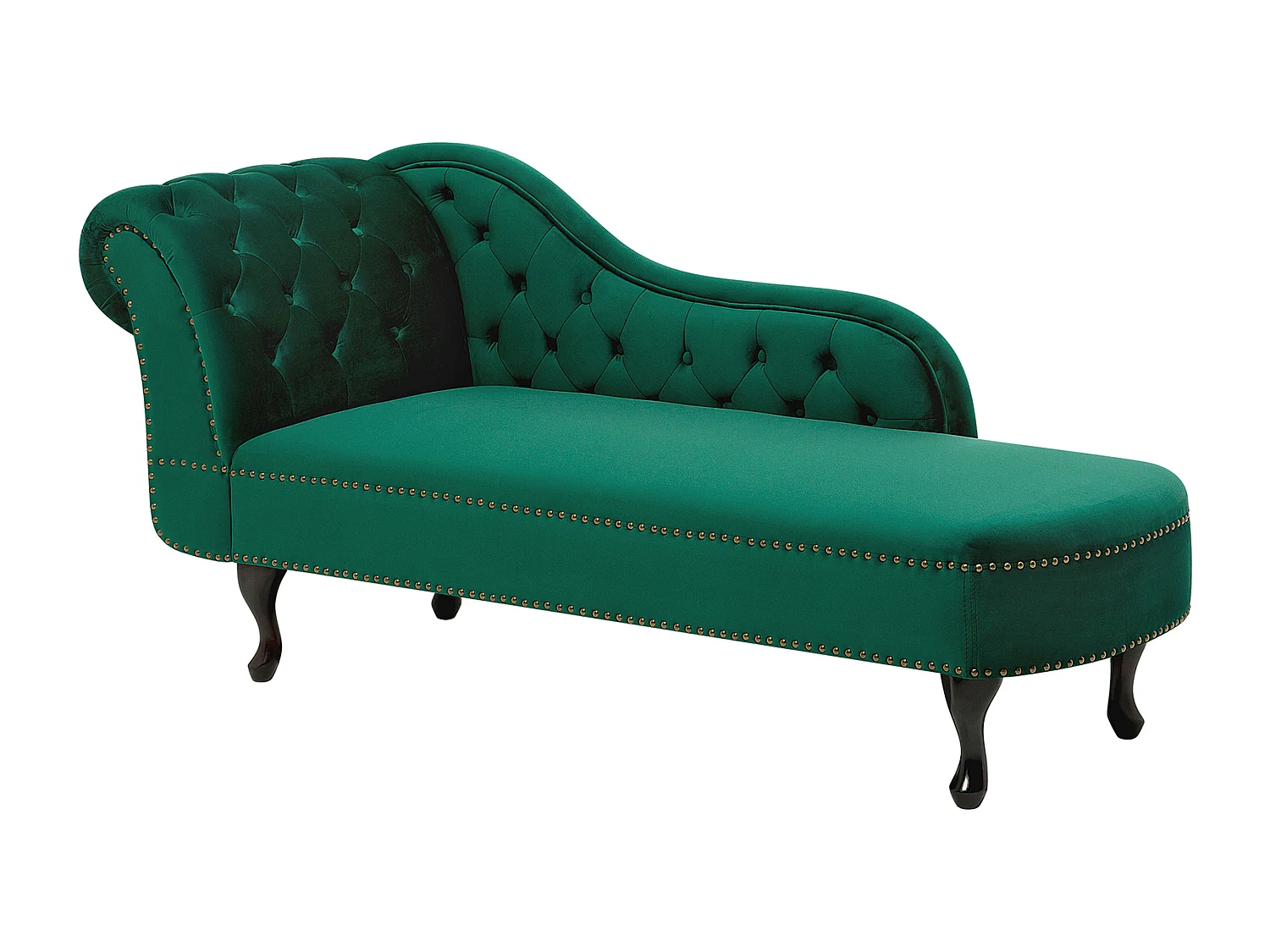 Chaise longue côté gauche NIMES Velours Vert foncé