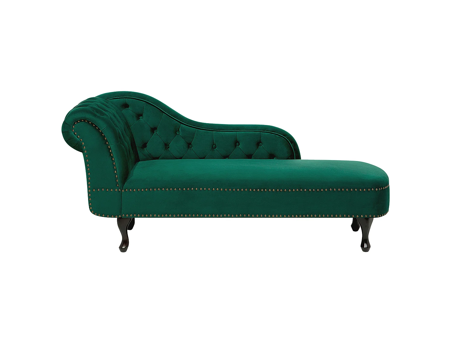 Left-Hand Chaise Longue NIMES Velvet Dark Green