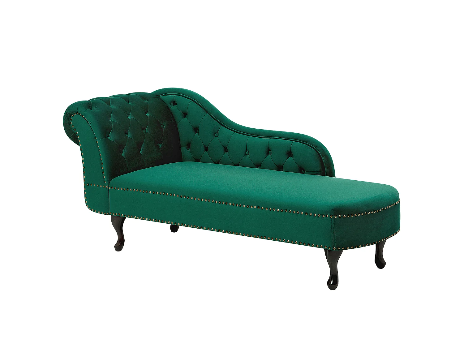 Left-Hand Chaise Longue NIMES Velvet Dark Green