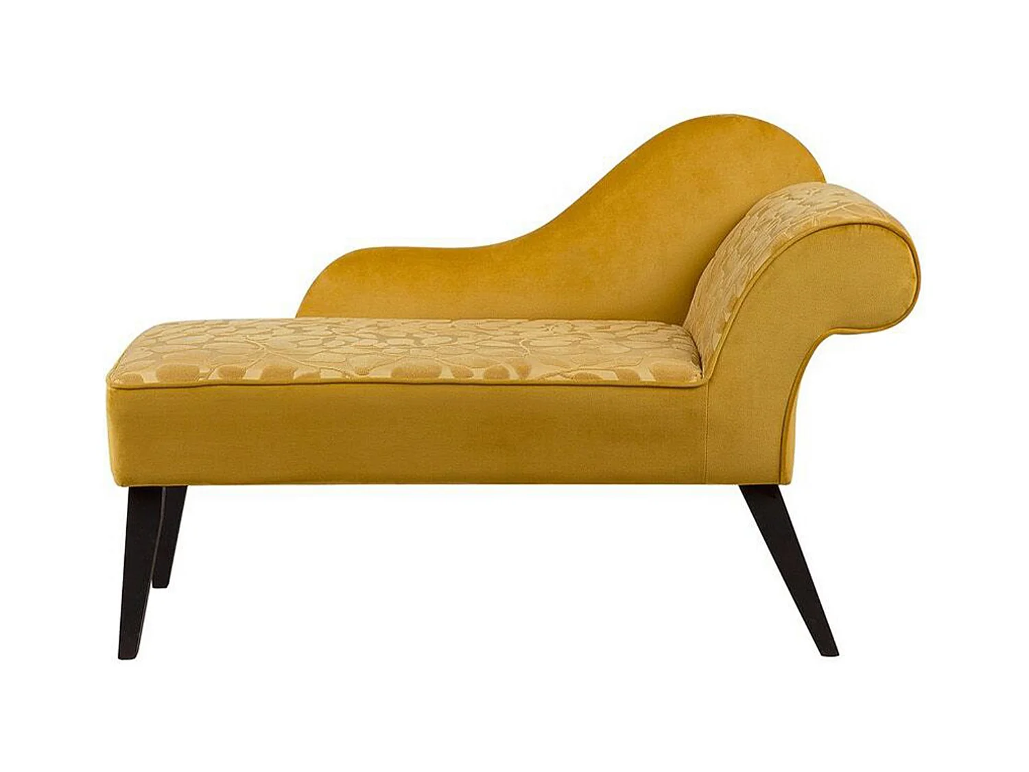 Mini chaise longue en velours jaune côté droit BIARRITZ